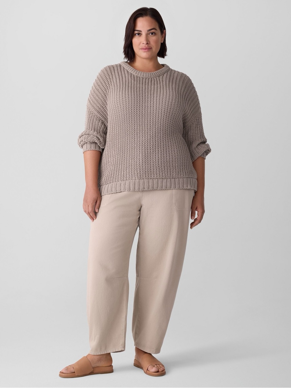 Eileen Fisher Organic Cotton Cord Crew Neck top fishermancore nautical costal XL